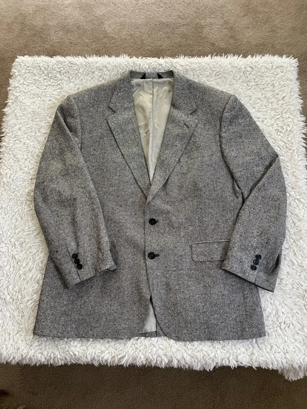John Alexander 100% Silk Sport Coat Blazer Foley's Size 43R Gray Business Formal